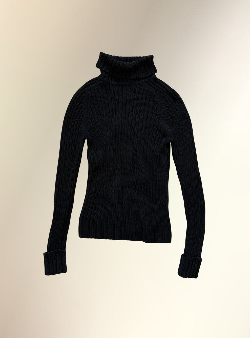 Vintage High Sierra Black Ribbed Knit Turtleneck Sweater, Women's M
